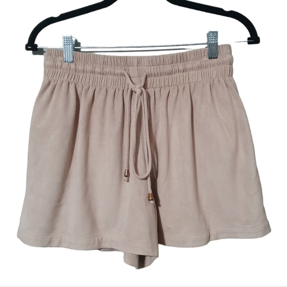 BISHOP + YOUNG Suede Like Lounge Shorts Drawstring Blush Women's Size M - Picture 1 of 9